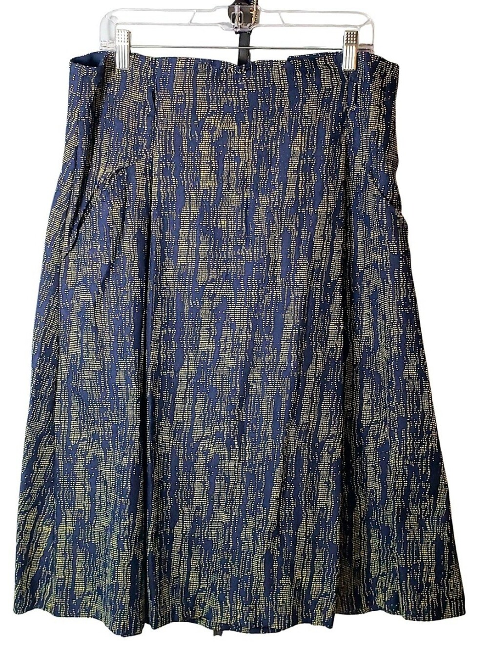 Eva mendes X New York & Company Blue Cream Dot Patterned Midi Skirt Pleated 16